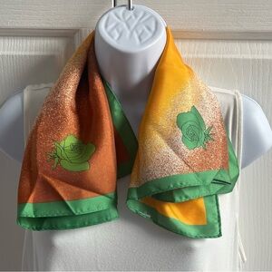 Colorful Rose Print Scarf. Vintage Silk Blend.
Square 23x23.